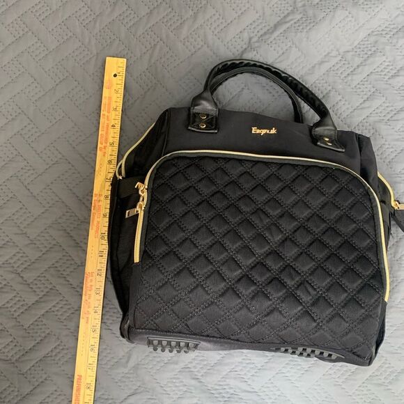 Black Quilted Diaper Bag with Teddy Bear - Picture 9 of 11